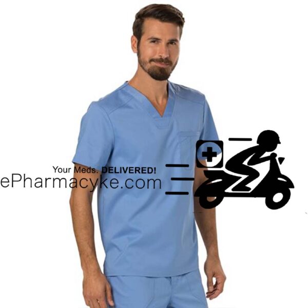 CHEROKEE MEN’S V-NECK SCRUB – CIEL BLUE