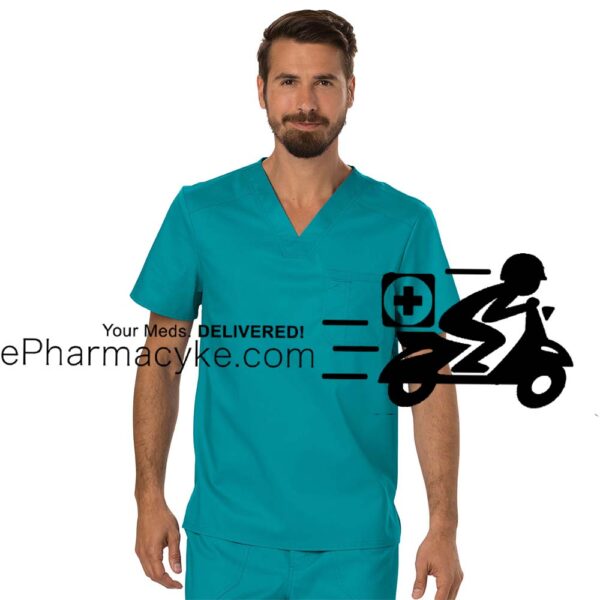 CHEROKEE MEN’S V-NECK SCRUB – TEAL BLUE