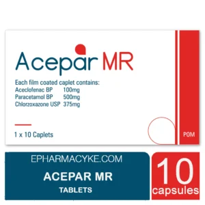 ACEPAR MR ACECLOFENAC 100MG, PARACETAMOL 500MG, CHLORZOXAZONE 375MG CAPLETS 10'S