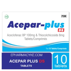 ACEPAR PLUS DS ACECLOFENAC 100MG & THIOCOLCHICOSIDE 8MG TABLETS 10'S