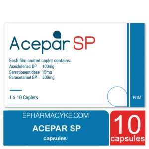 ACEPAR SP ACECLOFENAC 100MG, SERRATIOPEPTIDASE 15MG, PARACETAMOL 500MG TABLETS (1 X 10’S)