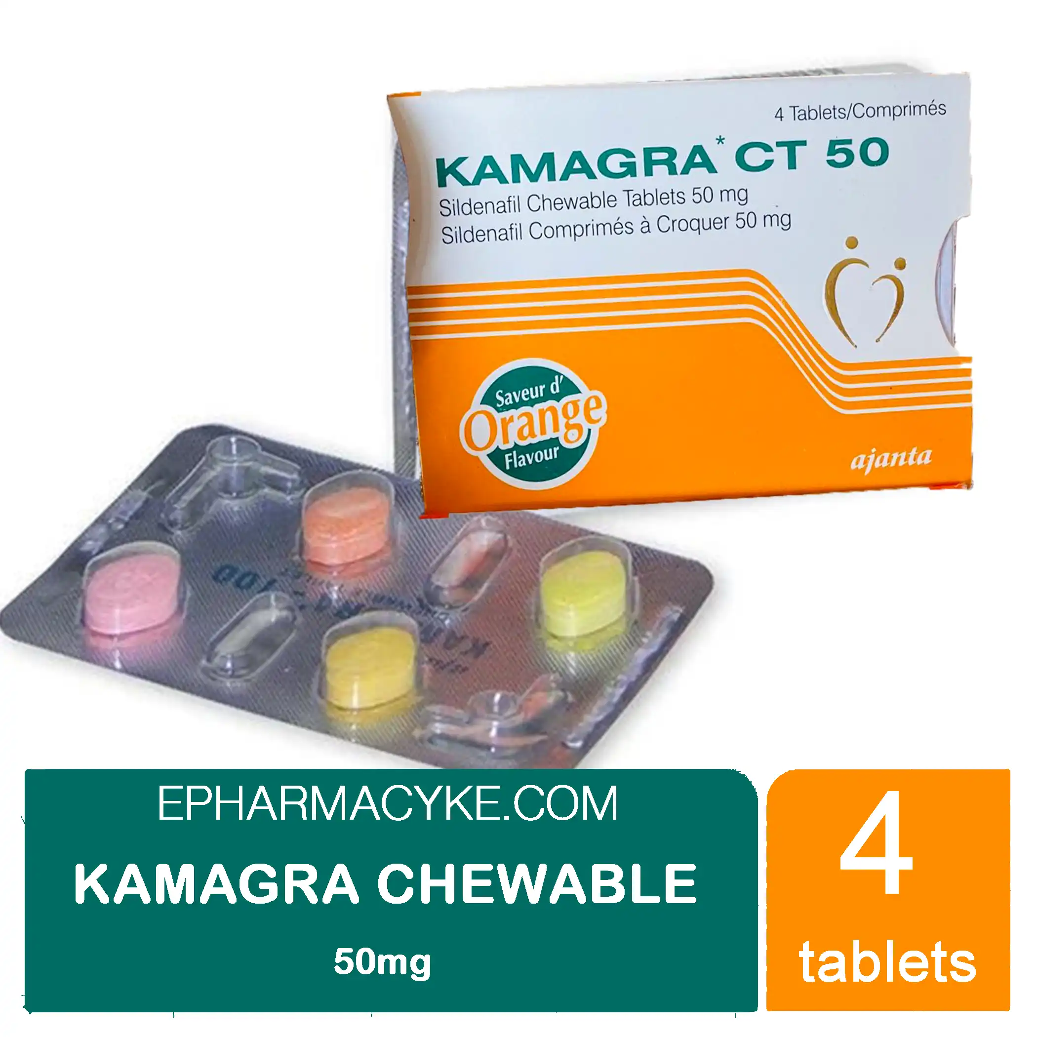 KAMAGRA CT CHEWABLE SILDENAFIL 50MG TABLETS 4'S