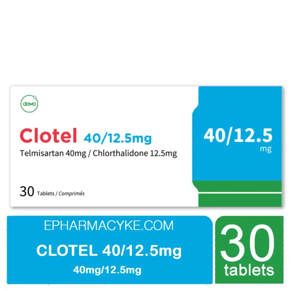 CLOTEL 40/12.5MG TELMISARTAN 40MG + CHLORTHALIDONE 12.5MG TABLETS (3 X 10’S)