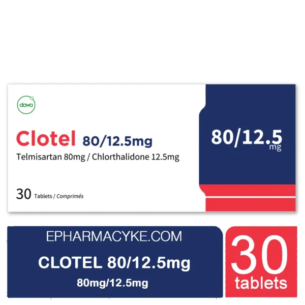 CLOTEL 80/12.5MG TABLETS (3 X 10’S) TELMISARTAN 80MG + CHLORTHALIDONE 12.5MG