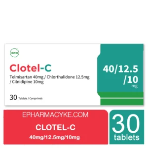 CLOTEL-C TABLETS TELMISARTAN 40MG + CHLORTHALIDONE 12.5MG + CILNIDIPINE 10MG 30'S