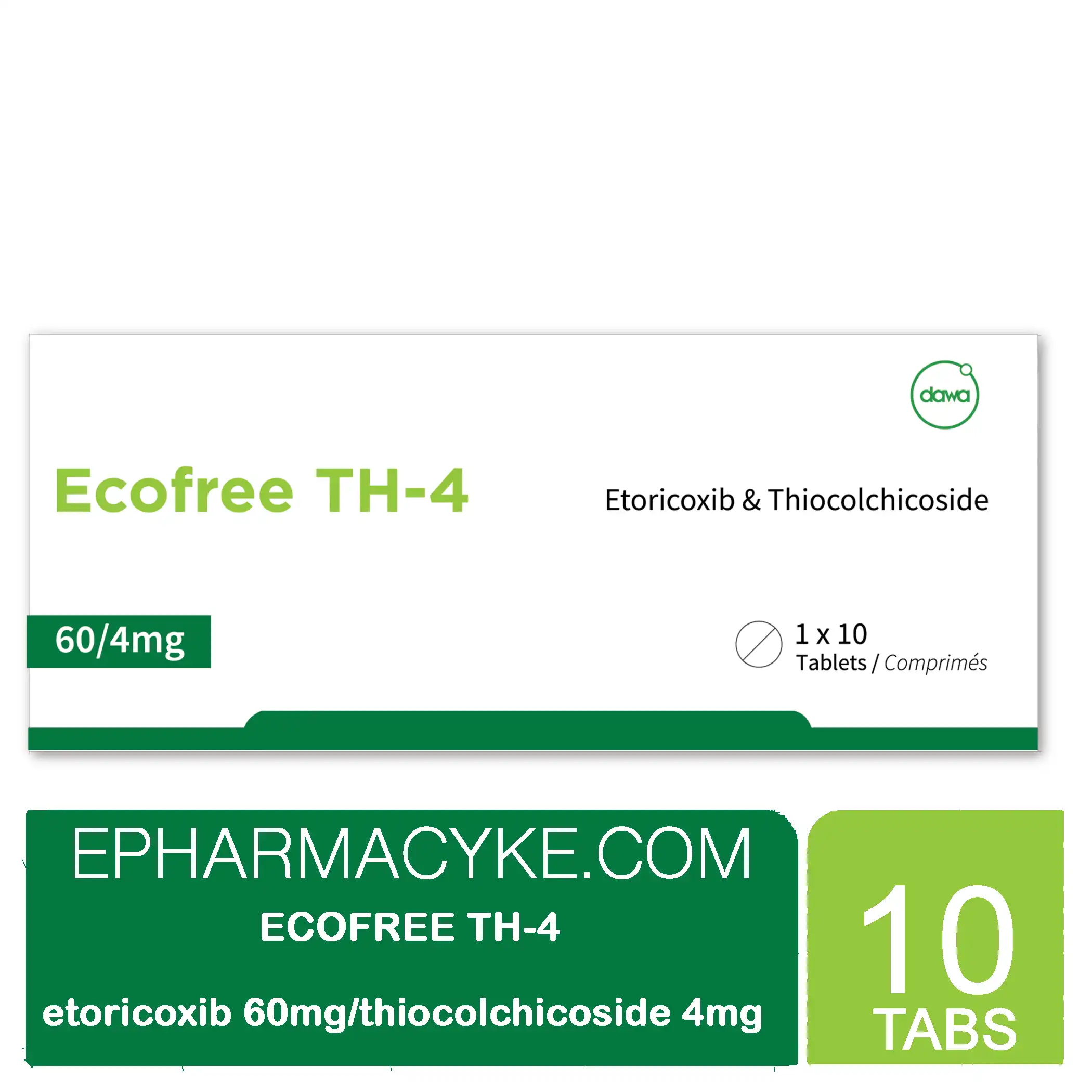 ECOFREE TH4 ETORICOXIB 60MG/THIOCOLCHICOSIDE 4MG TABLETS (10'S)