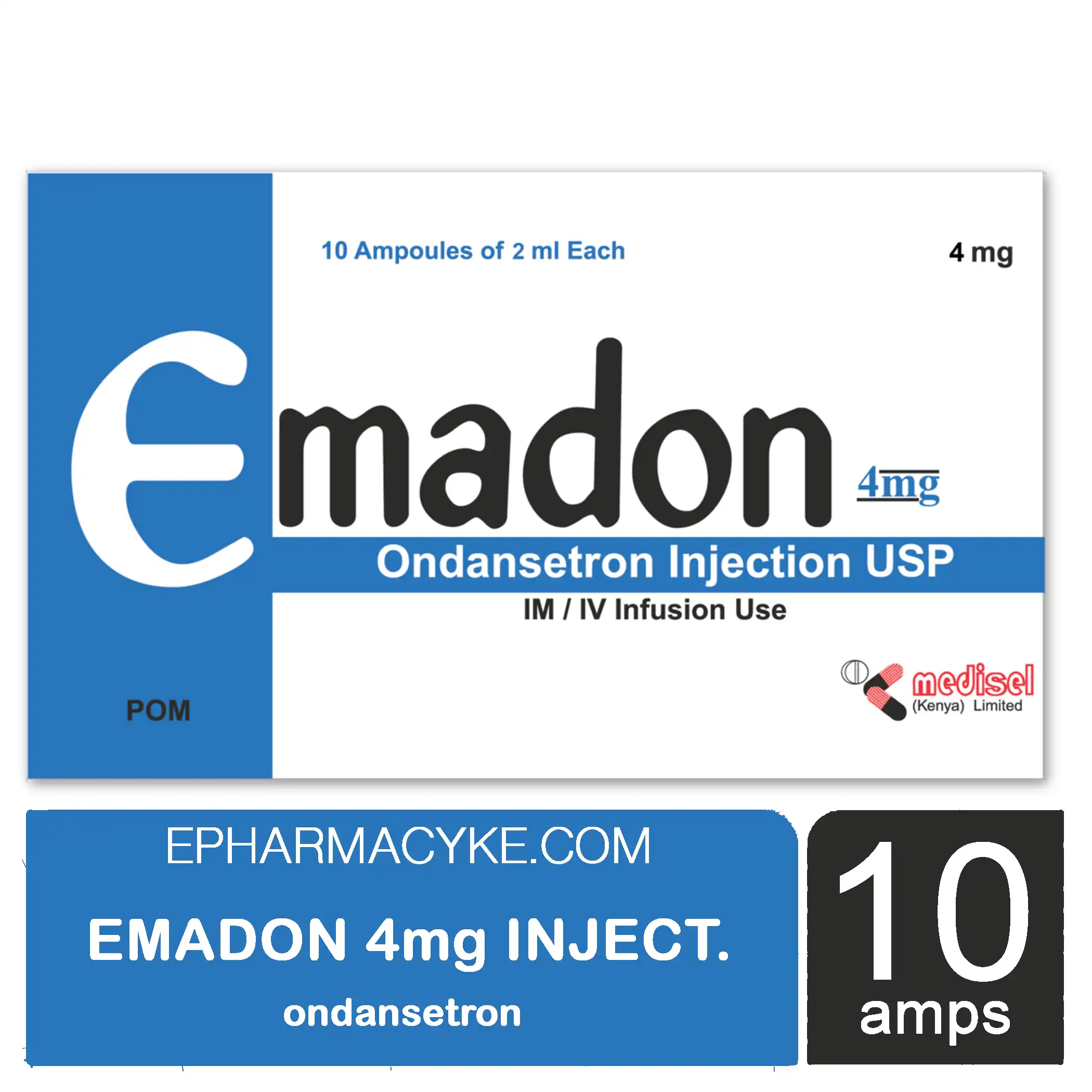 EMADON ONDANSETRON 4MG INJECTION VIAL (1 X 10'S)