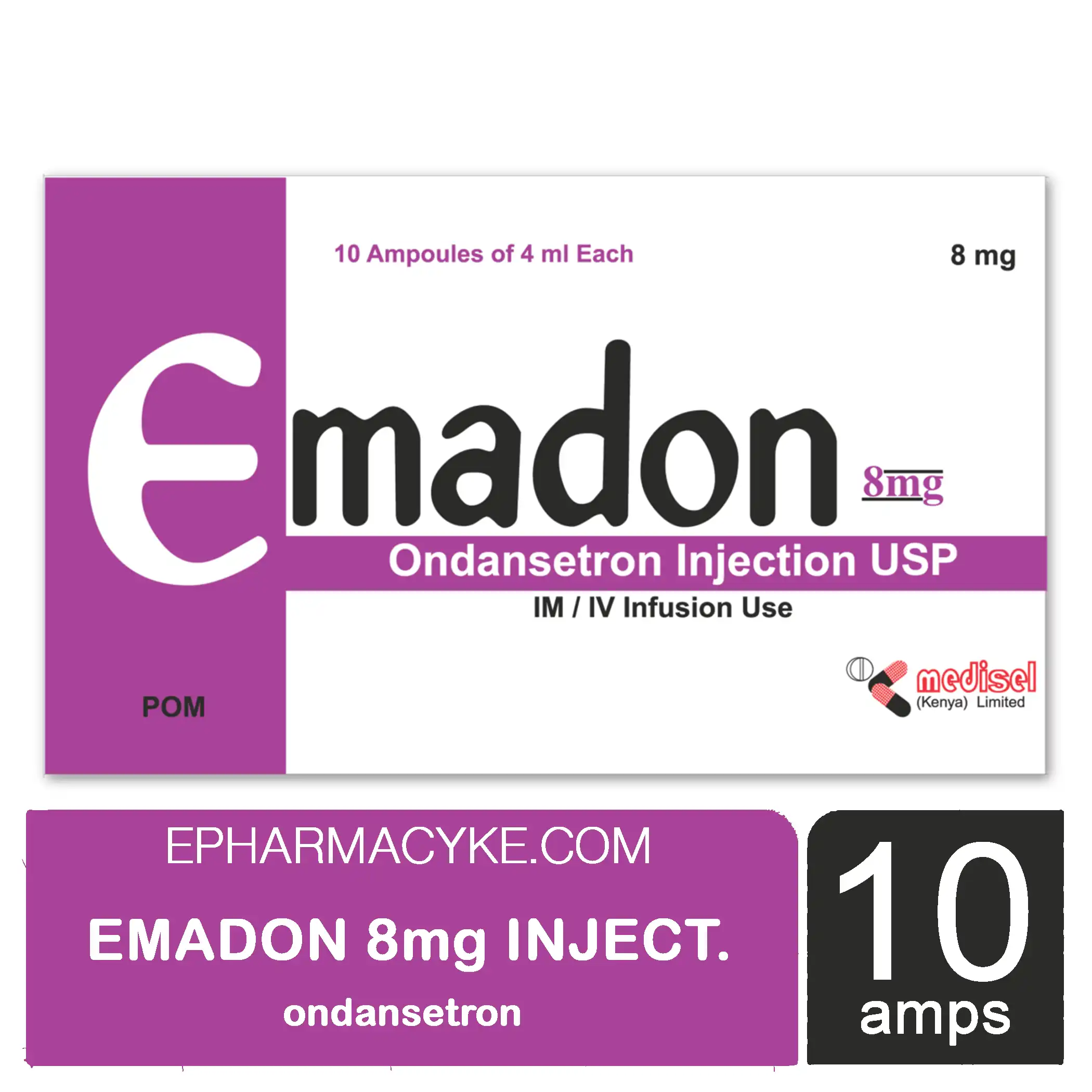 EMADON ONDANSETRON 8MG INJECTION (1 X 10'S) VIAL