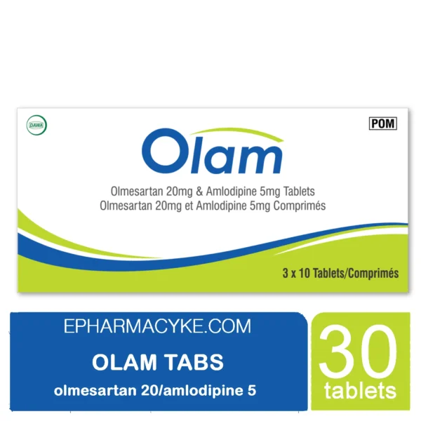 OLAM OLMESARTAN 20MG + AMLODIPINE TABLETS 30'S