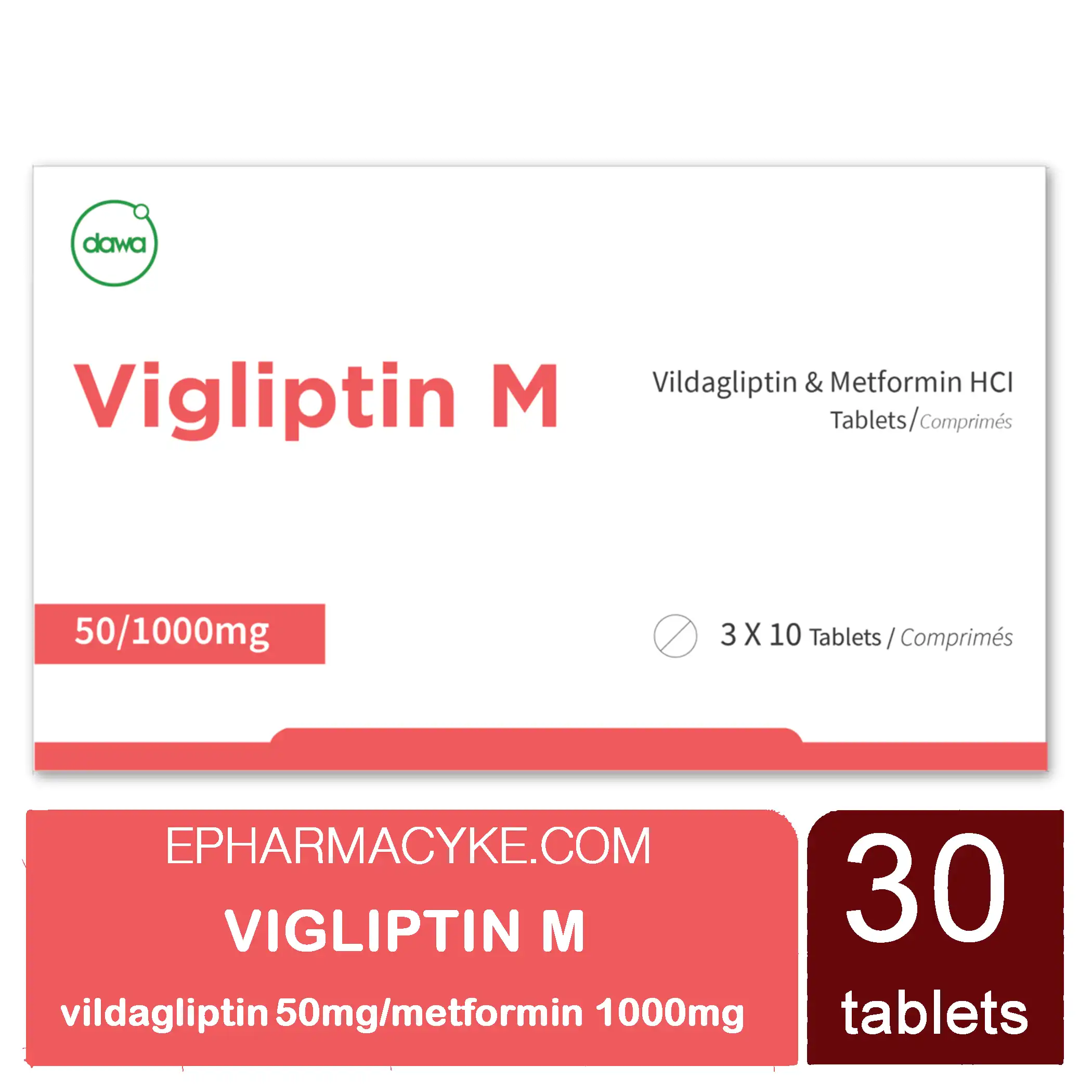 VIGLIPTIN M 50/1000 VILDAGLIPTIN 50MG/METFORMIN 1000MG TABLETS 30'S