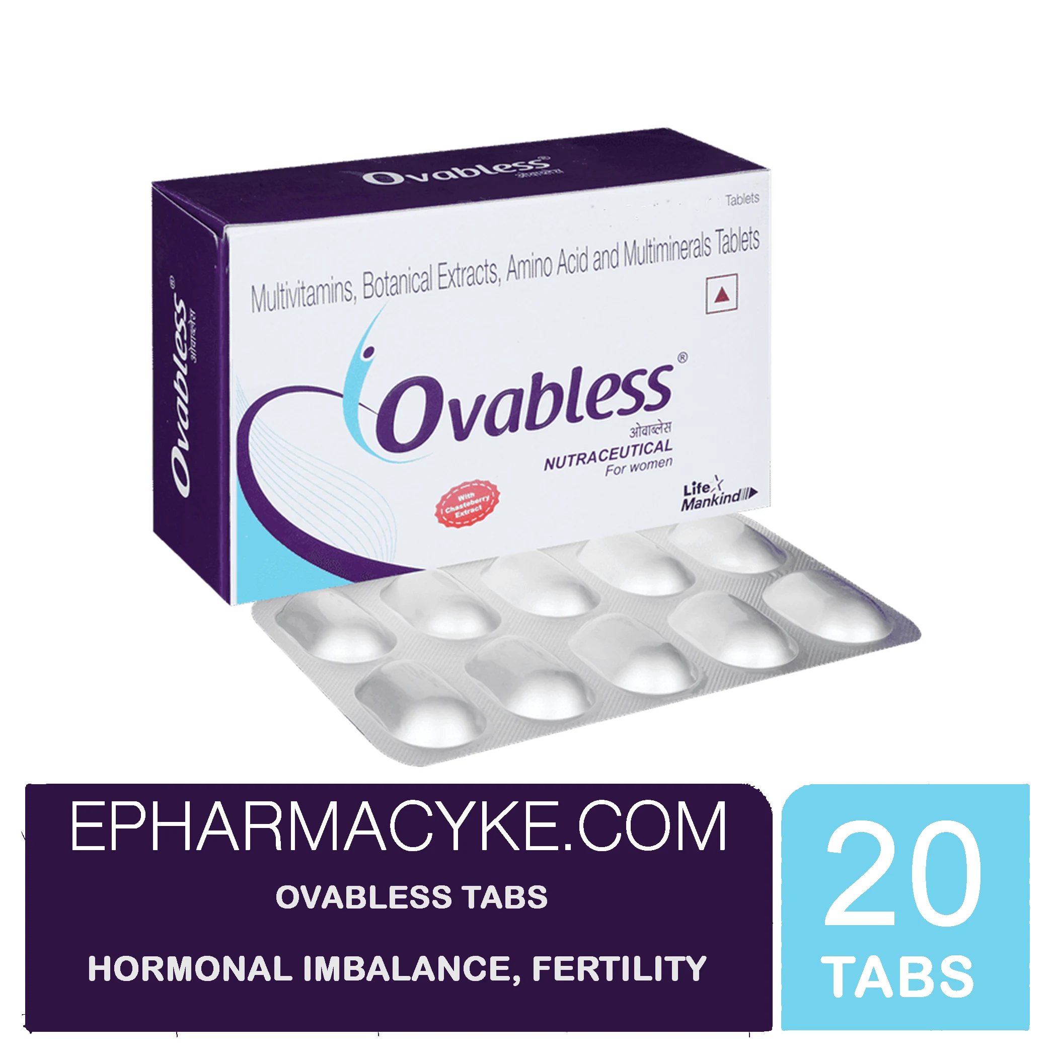OVABLESS TABLETS - Hormonal Balance, Ovulation & Fertility - 20 TABS